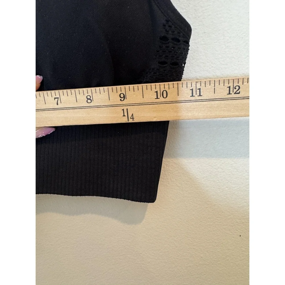 Gymshark Sports Bra Womens XS Black Ribbed Longline Racerback Yoga Gym Workout